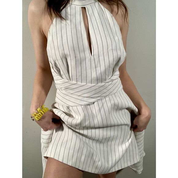 C/MEO Collective Size XS / S Black and White Striped Halter Open Back Mini Dress - Picture 2 of 6